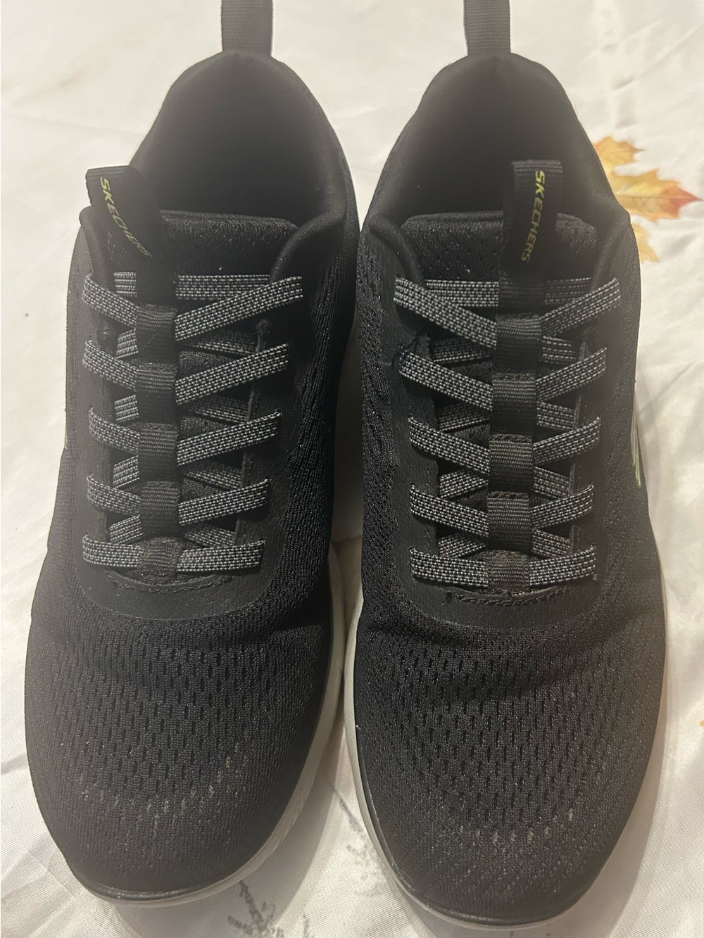Skechers Men's Black Athletic Knit Slip-On Sneakers with Gray Accents